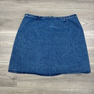 Lands End Denim Mini Skirt‎ Medium Wash Juniors 9 Cotton Zip Back Y2K